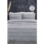 Evlen Home Collection Pamuklu Echos Yatak Örtüsü Takımı Günlük Tek Kişilik 2 Parça Dolgulu El İşi Gri