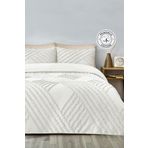 Evlen Home Collection Pamuklu Kabartmalı Yatak Örtüsü Takımı Tek Kişilik Nora Günlük Boho 2 Parça Elyaf Dolgulu Beyaz