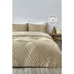 Evlen Home Collection Pamuklu Nora Kabartmalı Yatak Örtüsü Takımı Tek Kişilik Günlük Boho 2 Parça Elyaf Dolgulu - Bej - 180 x 240 cm