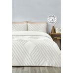 Evlen Home Collection Pamuklu Nora Kabartmalı Yatak Örtüsü Takımı Tek Kişilik Günlük Boho 2 Parça Elyaf Dolgulu - Beyaz - 180 x 240 cm