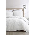 Evlen Home Collection Pamuklu Taş Yıkama Fırfırlı Nevresim Takımı Çift Kişilik 4 Parça Barella Yumuşak Nevresim Seti - Beyaz - 200 x 220 cm
