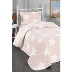 Evlen Home Collection Pedri Yıldız Desenli Pamuklu Tek Kişilik Yatak Örtüsü (pike Takımı) 2 Parça Pudra Çocuk Yatak Örtüsü