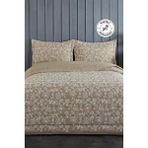 Evlen Home Collection Perla Nakışlı Yatak Örtüsü Seti Çift Kişilik Pamuklu Elyaf Dolgulu Yumuşak 3 Parça Günlük Bej