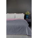 Evlen Home Collection Premium Peluş Çift Kişilik Çok Amaçlı Yatak Örtüsü 200X220 Çift Taraflı Yumuşak Battaniye Pike Antrasit / Pudra - 200 x 220 cm