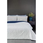 Evlen Home Collection Premium Peluş Çift Kişilik Çok Amaçlı Yatak Örtüsü 200X220 Çift Taraflı Yumuşak Battaniye Pike Beyaz / Lacivert - 200 x 220 cm