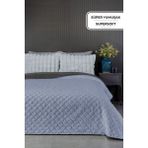 Evlen Home Collection Premium Peluş Tek Kişilik Çok Amaçlı Yatak Örtüsü 160X220 Çift Taraflı Yumuşak Battaniye Pike Gri Mavisi / Antrasit - 160 x 220 cm