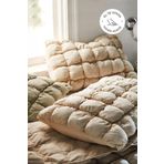 Evlen Home Collection Puff Yatak Örtüsü Seti Çift Kişilik El İşi Günlük Sade Pamuklu Dolgulu Yorgan Uyku Takımı 3 Parça Bej