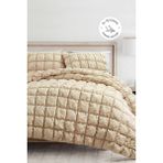Evlen Home Collection Puff Yatak Örtüsü Seti Tek Kişilik El Işi Pamuklu Yorgan Uyku Takımı 2 Parça - Bej - 180 x 240 cm