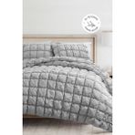 Evlen Home Collection Puff Yatak Örtüsü Seti Tek Kişilik El Işi Pamuklu Yorgan Uyku Takımı 2 Parça - Gri - 180 x 240 cm