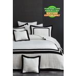 Evlen Home Collection Roma Jakarlı Çizgili Battal Yatak Örtüsü Çift Kişilik 5 Parça Krem Siyah Kırık Beyaz
