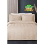 Evlen Home Collection Ross %100 Pamuk Yatak Örtüsü ( Pike ) Takımı Çift Kişilik Kapitone Çizgili Günlük Yıkanabilir Bej