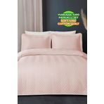 Evlen Home Collection Ross %100 Pamuk Yatak Örtüsü ( Pike ) Takımı Çift Kişilik Kapitone Çizgili Günlük Yıkanabilir Pudra