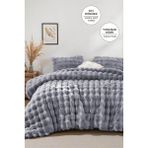 Evlen Home Collection Yatak Örtüsü Seti Tek Kişilik Peluş Yumuşak Tavşan Tüyü Yorgan 2 Parça Lory Gri - 170 x 220 cm