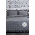 Evlen Home Collection%100 Pamuk Çift Kişilik Özel Taş Yıkama Yatak Örtüsü Lüks Yumuşak Dayanıklı Modern Chester Antrasit