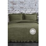 Evlen Home Collection%100 Pamuk Çift Kişilik Özel Taş Yıkama Yatak Örtüsü Lüks Yumuşak Dayanıklı Modern Chester Yeşil