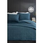 Evlen Home Collection%100 Pamuk Çift Kişilik Özel Taş Yıkama Yatak Örtüsü Lüks Yumuşak Dayanıklı Modern Rabio Mavi