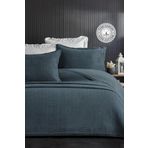 Evlen Home Collection%100 Pamuk Çift Kişilik Özel Taş Yıkama Yatak Örtüsü Lüks Yumuşak Dayanıklı Modern Vitali Mavi