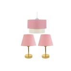 Evlight 3'Lü Set Avize Metal Abajur Pembe