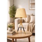 EvLight Gold Tripod Ayaklı Hasır Kumaş Başlıklı Abajur