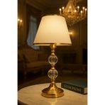 EvLight Güneştaşı Gold Kristal Camlı Kumaş Başlıklı Lüks Masa Lambası