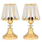Evlight İkili Kristal Gövdeli Abajur, Taşlı, Gold
