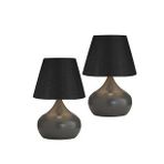 EvLight Lapis 2'li Set Siyah Şapka Masa Lambası Tekli Metal Abajur
