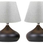 Evlight Lapis İkili Set, Gri Şapka, Tekli Metal Abajur