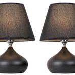 Evlight Lapis İkili Set, Siyah Şapka, Tekli Metal Abajur