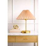 EvLight Liora Metal Gold Ayaklı Pileli Cappuccino Komidin Başı Abajur