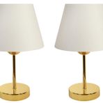 Evlight Metal Ayaklı İkili Abajur Abajur Gold Beyaz