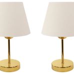 Evlight Metal Ayaklı İkili Abajur, Gold Krem