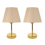 Evlight Metal Ayaklı İkili Abajur, Gold Pudra