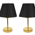 Evlight Metal Ayaklı İkili Abajur, Gold Siyah