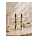 EvLight Stars Gold Metal 2’Li Şamdan Mumluk