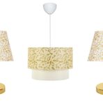 Evlight Üçlü Set Gold Abajur Simli Gold