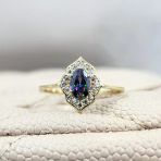 Evlilik Teklifi Altın Yüzük - 14 Ayar Altın Vintage Oval Mistik Topaz Taşlı Evlilik Teklifi Yüzüğü