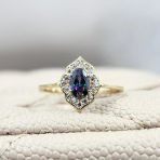 Evlilik Teklifi Altın Yüzük - 14 Ayar Altın Vintage Oval Mistik Topaz Taşlı Evlilik Teklifi Yüzüğü
