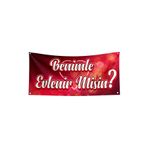 Evlilik Teklifi Pankartı, Çok Renkli, 150 x 65 cm, Benimle Evlenir Misin, İç ve Dış Mekan Kullanımı, Vinil, Dayanıklı