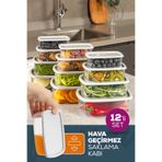 Evlinya 12'li Hava Geçirmez Saklama Kabı Seti Gri 3x(250-500-750-1200 ML)