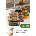 Evlinya 12'li Set Hava Geçirmez Saklama Kabı Seti Antrasit 3X(250-500-750-1200 Ml)