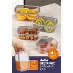 Evlinya 4'lü Hava Geçirmez Saklama Kabı Seti Antrasit 1x(250-500-750-1200 ML)