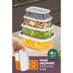 Evlinya 4'lü Hava Geçirmez Saklama Kabı Seti Gri 1x(250-500-750-1200 ML)