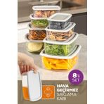 Evlinya 8'li Hava Geçirmez Saklama Kabı Seti Gri 2x(250-500-750-1200 ML)