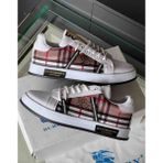 Evlium Burberry Model Ekose Desenli Beyaz Bağcıklı Erkek Sneaker Spor Ayakkabı - Beyaz - Renkli