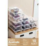 Evmarketi 10 Lu Kadın Ayakkabı Kutusu Şeffaf Ayakkabılık Ayakkabı Saklama Kutusu