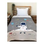 Evmila Astronot Desenli Soft Baskılı Tek Kişilik 150x200 Cm Battaniye - Gri