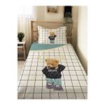 Evmila Cool Teddy Desenli Genç Ve Çocuk Baskılı Tek Kişilik Pike Takımı 160x230 Beyaz