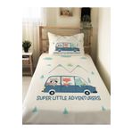 Evmila EVMİLA Araba Ve Hayvan Desenli Bebek Ve Çocuk Baskılı Tek Kişilik Pike Takımı 160x230 Beyaz