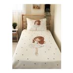Evmila EVMİLA Balerin Kız Desenli Bebek Ve Çocuk Baskılı Tek Kişilik Pike Takımı 160x230 Beyaz