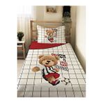 Evmila Futbolcu Teddy Desenli Genç Ve Çocuk Baskılı Tek Kişilik Pike Takımı 160x230 Beyaz